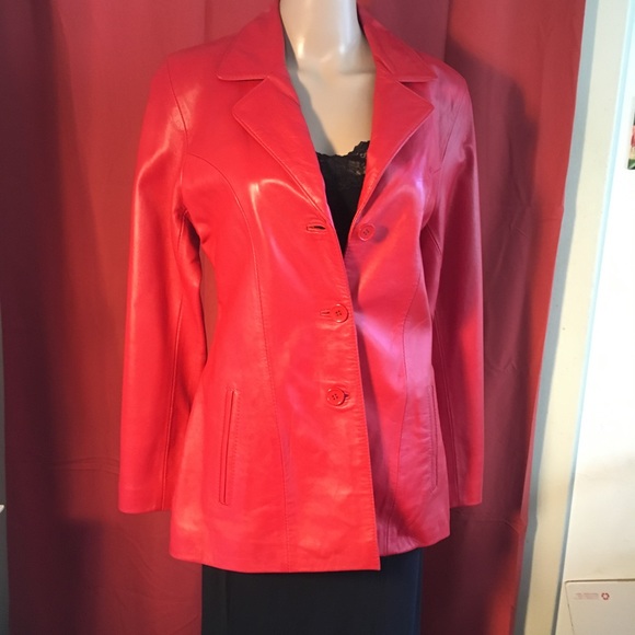 Red leather blazer - Picture 2 of 5